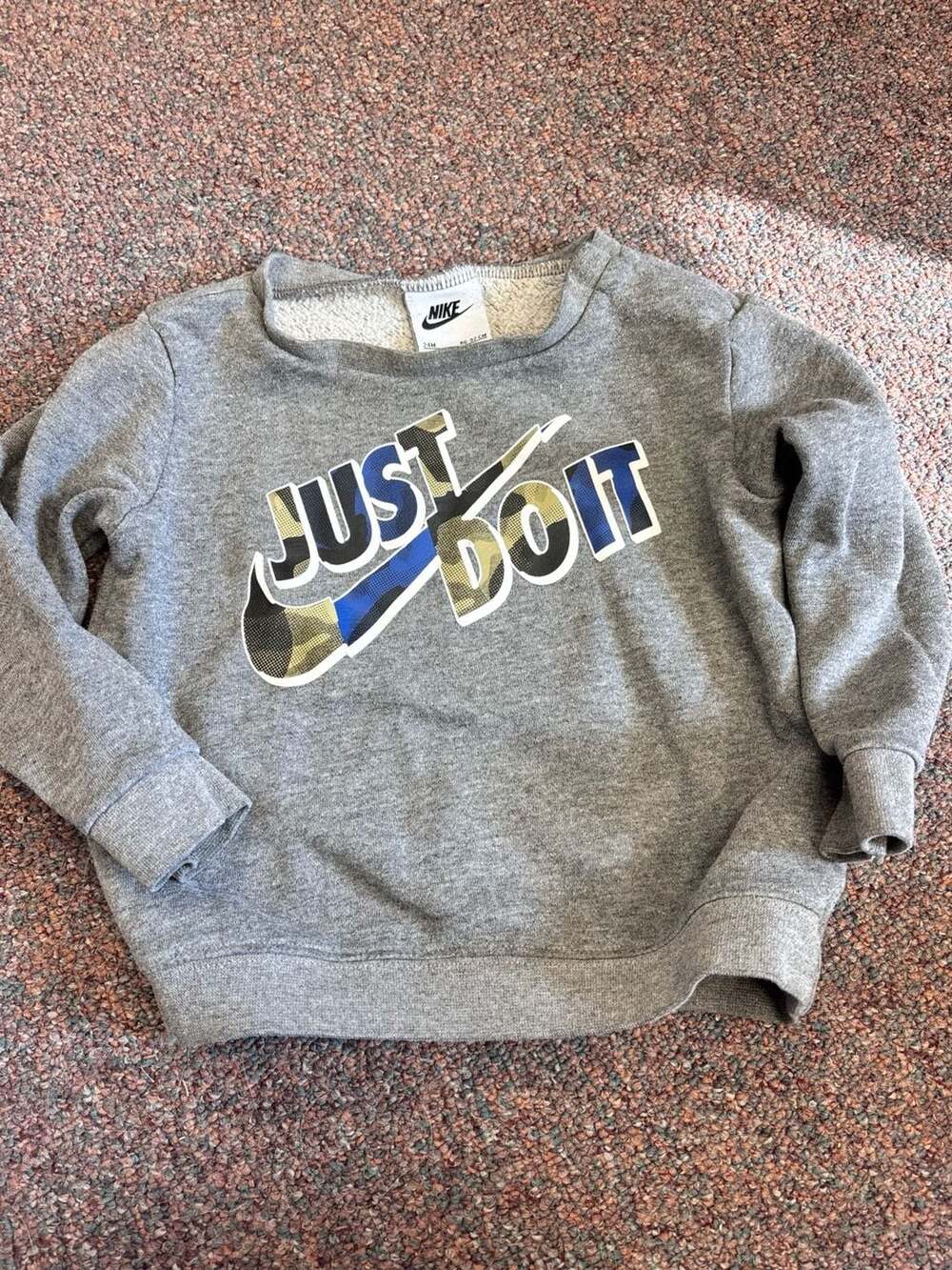 Nike Just Do It Sweatshirt Size 24M Gray Camo